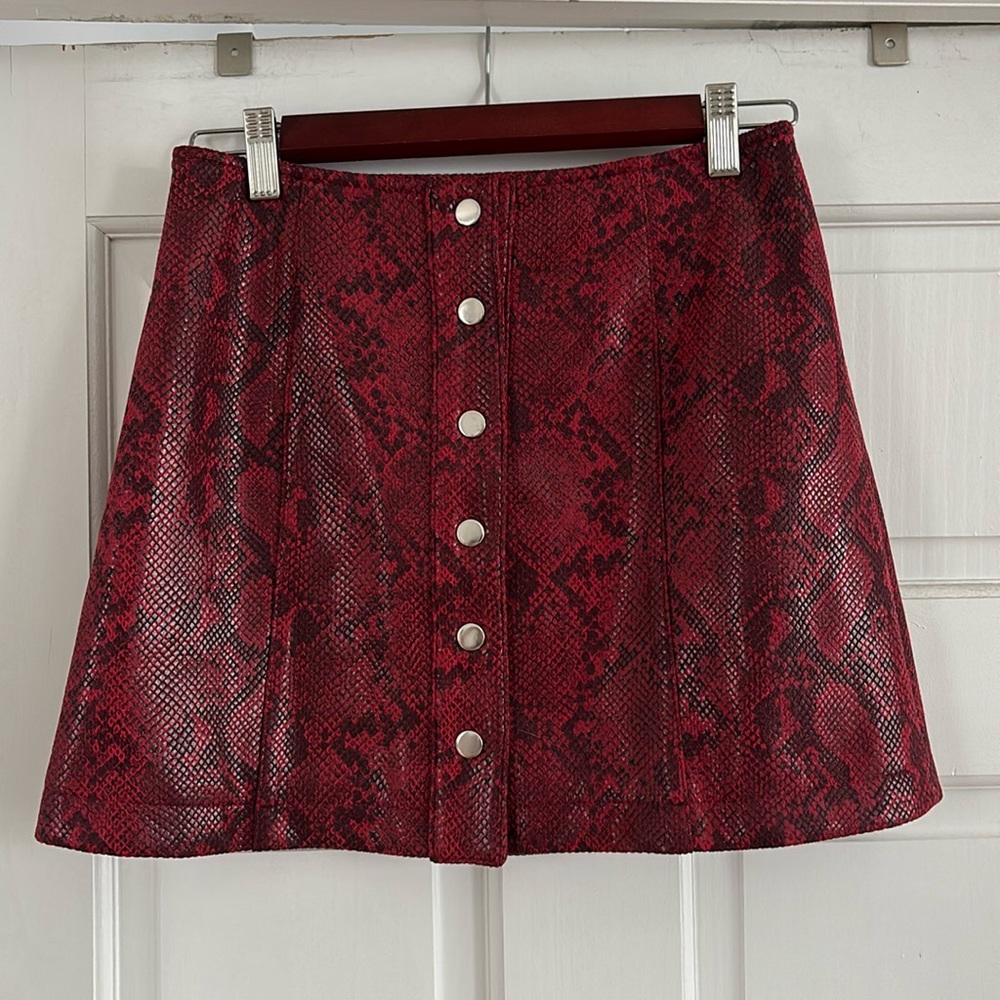 ASTR The Label Red Snake Skin Skirt